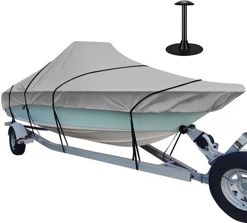 iCOVER Trailerable Boat Cover, 600D Heavy Duty Boat Cover Fits V-Hull Center Console Boat 20ft-22ft Long and Beam Width up to 106in, Windshield Height up to 30in, Boat Cover Support Pole Included in Saudi Arabia