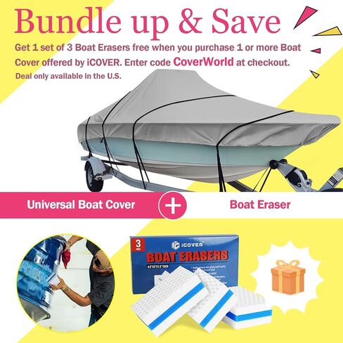 iCOVER Trailerable Boat Cover, 600D Heavy Duty Boat Cover Fits V-Hull Center Console Boat 20ft-22ft Long and Beam Width up to 106in, Windshield Height up to 30in, Boat Cover Support Pole Included in Saudi Arabia
