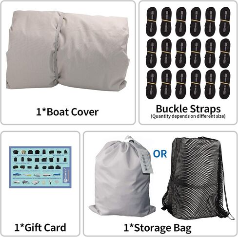 iCOVER Trailerable Boat Cover, 600D Heavy Duty Boat Cover Fits V-Hull Center Console Boat 20ft-22ft Long and Beam Width up to 106in, Windshield Height up to 30in, Boat Cover Support Pole Included in Saudi Arabia