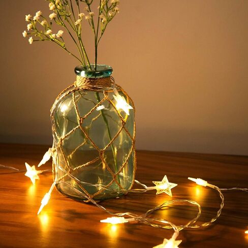 Diamond Star Rustic Glass Bottle Vase Decorative Blue Flower Vase with Creative Rope Net (Small) in Saudi Arabia
