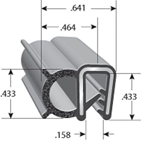Trim-Lok DDA1549-25 EPDM Dual Durometer Rubber/Metal Carrier Coextruded Trim Seal with Side Bulb, Fits Edge 0.040" - 0.125", 25' Length in Saudi Arabia