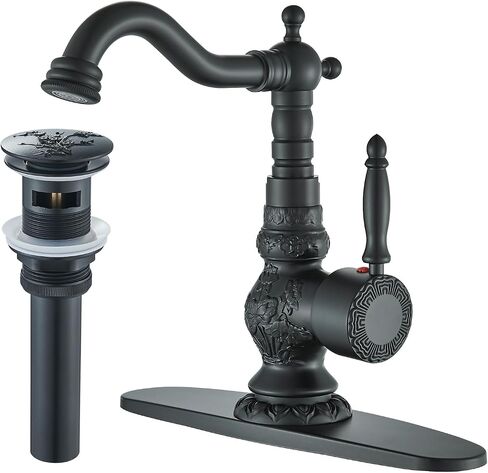 Senlesen Antique Brass Swivel Spout Bathroom Faucet Vanity Sink Mixer Tap and Pop Up Drain with Overflow in Saudi Arabia
