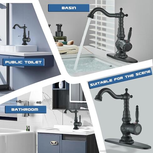 Senlesen Antique Brass Swivel Spout Bathroom Faucet Vanity Sink Mixer Tap and Pop Up Drain with Overflow in Saudi Arabia