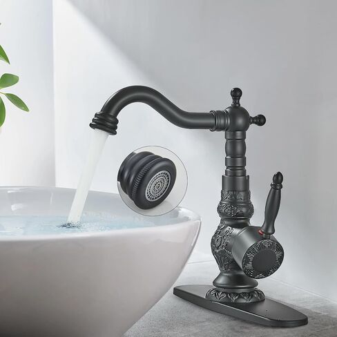 Senlesen Antique Brass Swivel Spout Bathroom Faucet Vanity Sink Mixer Tap and Pop Up Drain with Overflow in Saudi Arabia