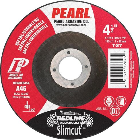 عجلة قطع رفيعة رفيعة من Redline مقاس 4-1/2 × .045 × 7/8 A46 T-27، عبوة من 25 قطعة in Kuwait