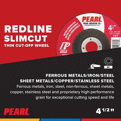 عجلة قطع رفيعة رفيعة من Redline مقاس 4-1/2 × .045 × 7/8 A46 T-27، عبوة من 25 قطعة in Kuwait