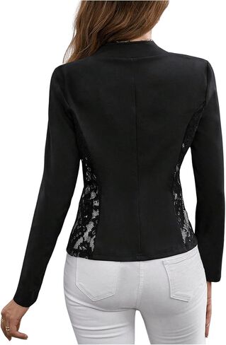 GORGLITTER Women's Floral Lace Open Front Jackets Long Sleeve Notched Neck Jacket Outwear in Kuwait