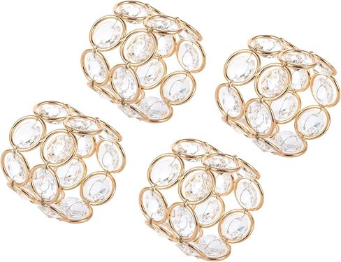 مجموعة Feyarl مكونة من 4 حلقات مناديل كريستالية لامعة لامعة وحامل مناديل طاولة العشاء من أجل قطع مركزية للزفاف والمناسبات الخاصة والاحتفال بالمهرجانات in Kuwait