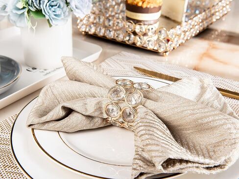 مجموعة Feyarl مكونة من 4 حلقات مناديل كريستالية لامعة لامعة وحامل مناديل طاولة العشاء من أجل قطع مركزية للزفاف والمناسبات الخاصة والاحتفال بالمهرجانات in Kuwait