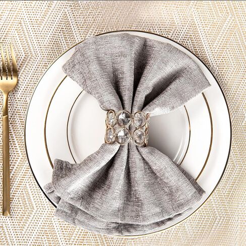 مجموعة Feyarl مكونة من 4 حلقات مناديل كريستالية لامعة لامعة وحامل مناديل طاولة العشاء من أجل قطع مركزية للزفاف والمناسبات الخاصة والاحتفال بالمهرجانات in Kuwait