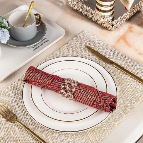 مجموعة Feyarl مكونة من 4 حلقات مناديل كريستالية لامعة لامعة وحامل مناديل طاولة العشاء من أجل قطع مركزية للزفاف والمناسبات الخاصة والاحتفال بالمهرجانات in Kuwait