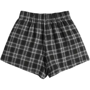 OYOANGLE Women's Plus Size Plaid Pajama Shorts Elastic Waisted Sleep Lounge Shorts