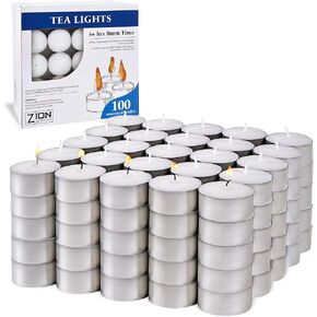 Long Burning Tea Light Candles – Unscented, Smokeless, Dripless, White Tea Lights Candles for Wedding, Holiday, Shabbat, or Emergency – 4 Hour Long Lasting Tealight Candles, 50 Pack by Zion Judaica