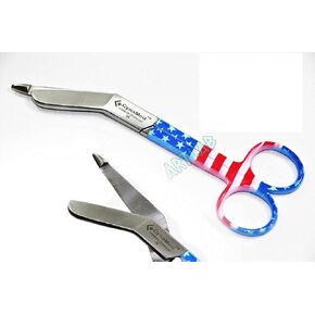 5.5 Inches NURSE GERMAN EMT LISTER BANDAGE SCISSORS SHEARS WITH AMERICAN FLAG DESIGN CYNAMED