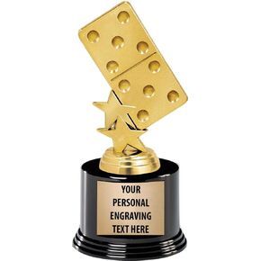 Crown Awards Dominoes Trophy, 5 1/4" Personalized Gold Dominoes Trophy with Custom Engraving Prime