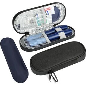 Insulin Pen Cooler Travel Case with 2 Reusable TSA Approved Ice Packs, Diabetic Medication Insulated Cooler Bag for Insulin Pens and Other Diabetic Supplies Storage Black