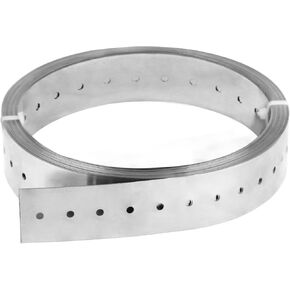 32ft Tension Tie Strapping,27 Gauge Stainless Steel 304 Coil Strapping 1-5/8" Width Perforated Hanger Strap Utility Strap for Wall Studs,Bottom of Floor Joists,Shear Wall X-Bracing