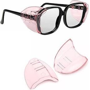 1 Set Pink Safety Eye Glasses Side Shields Flexible Lightweight Running Cycling Outdoor Sports Glasses Wind Shield for Adults, Safety Goggles and Glasses
