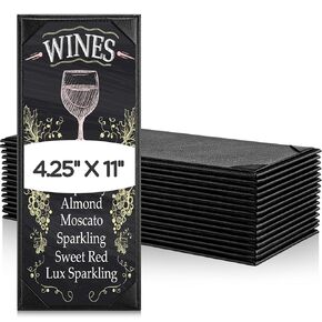 16 Pcs Restaurant Leather Menu Holders Single Panel Menu Covers for wine drinks list 4.25 x 11 Inch Black Menu Book Cover with Angled Corners for bar Hotel Coffee, Single View