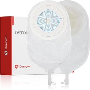 10 Pack Urostomy Bags, Drainable One Piece Urostomy Pouches, Anti-Backflow Ostomy Bags with Drain Valve Closure for Ileostomy Colostomy Stoma Care 20-65mm Cut-to-Fit