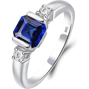 LUO 6X6 MM Asscher Cut Gemstone S925 خاتم خطوبة بسيط من الفضة الاسترليني للنساء in Kuwait