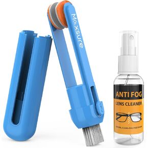 3 in 1 Glasses Cleaner, Glasses Cleaning kit with 30ml Anti Fog Glasses Cleaners Spray and 2X Microfiber Cloth(15x15cm),Portable Glasses Cleaner Tool,Blue