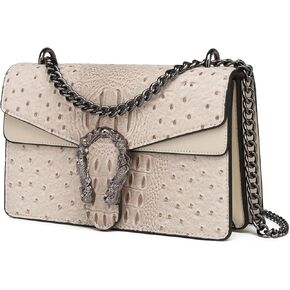 MYHOZEE Crossbody Bags for Women - Snake Printed Clutch Purses Leather Chain Shoulder Bags Evening Handbags