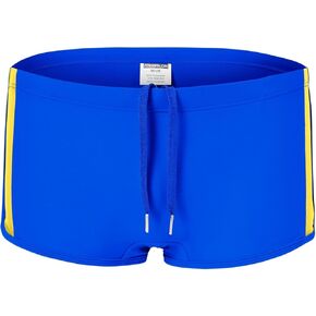 Mens Swim Trunks Summer Bathing Swimsuits Boxer Briefs Beach Shorts with Drawstring for Men Blue M