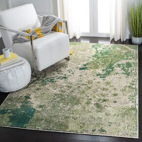 SAFAVIEH Madison Collection 9' x 12' Green Ivory MAD499Y Modern Abstract Non-Shedding Living Room Bedroom Dining Home Office Area Rug