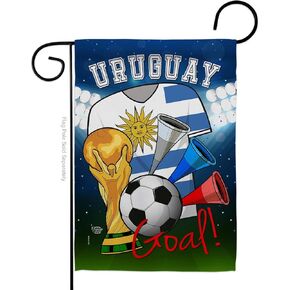 علم حديقة كرة القدم لكأس العالم في أوروغواي، لعبة رياضية، كرة هدف، كرة قدم، نشاط ترفيهي، لافتة تزيين منزلية بدنية، هدية صغيرة على الوجهين، 33.02 سم × 45.72 سم، صنع في الولايات المتحدة الأمريكية