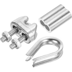 PATIKIL Wire Rope Kit, 24 Pack M2 Stainless Steel Thimbles Wire Rope Cable Clamps Aluminum Crimping Loop Sleeve for 1/16" Wire Rope