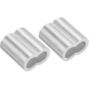 2 Pack Aluminum Crimping Loop Sleeve Oval - 3/8" Wire Rope Fastener Apply for Garden Fence (35x30x19mm)