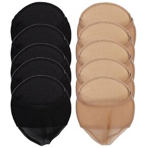 Dioche 10 Pairs Toe Topper Socks with Padding Breathable Toe Cover Liner Half Socks Womens Bottom Forefoot Cushions Pad Soft Topper Cover Protector Sleeve Reusable Cushions for Women Heels
