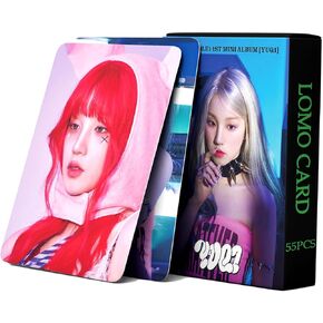 KPOP (G) I-DLE YUQI Photocards 55PCS YUQ1 Album Photo Cards YUQI Solo Album Cards Yuqi Lomo Cards Gift for Fans Kpop Photocards Could it be Postcard (Black)