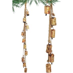 نمط ريفي 10 أجراس العنقودية خمر اليدوية المعادن الوئام عيد الميلاد معلقة أجراس البقر على حبل الجوت in Kuwait