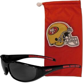 Siskiyou Sports NFL San Francisco 49ers Adult Sunglass and Bag Set, Red (2FSG075EB)