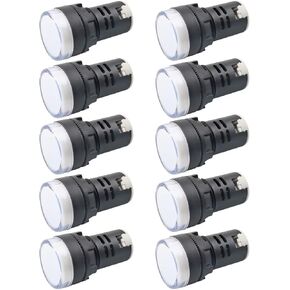12V 20mA Energy Saving Indicator Light Mounting Hole Size 22mm (7/8 Inch) 10 Pcs (White)