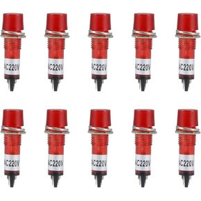 uxcell Signal Indicator Dash Light AC 220V, Neon Bulbs XD10-3 Red, 10mm 2/5" Panel Mount 10Pcs