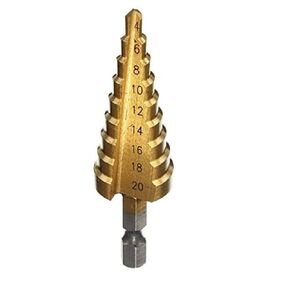 7 Steps HSS Superhard Steel Step Cone Drill Bit Hole Saw Cutter 4mm-20mm (4mm-20mm Round Handle)