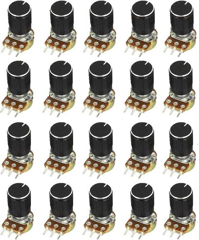 YXQ 20Pcs 5K ohm Potentiometers w Pot Knob Cover 3 Terminals Single Joint Linear Adjustable Ratory in Saudi Arabia