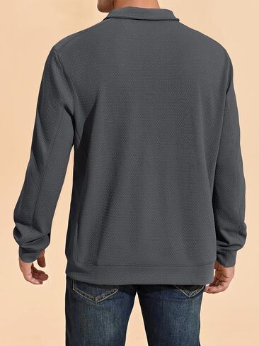 بلوفر رجالي من Karlywindow بسحاب ربع سنوي، رقبة وهمية، سترات كاجوال بأكمام طويلة للاستخدام الخارجي مع جيب بسحاب in Kuwait