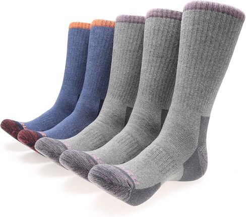MIRMARU Men’s 5 Pairs Hiking Outdoor Trail Running Trekking Moisture Control Terry Full-Cushioned Crew Socks in Saudi Arabia