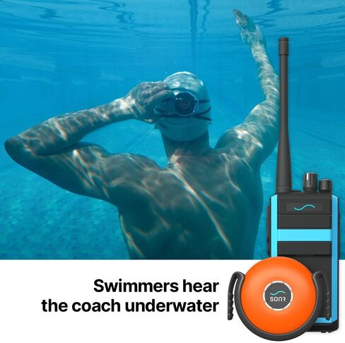 SONR Swim Coach Communicator, Waterproof, Underwater Communicator, Swimming, Swim, Coach Gifts, Bone Conduction, Real-time Coaching, Headphones, Metronome (Blue) in Saudi Arabia