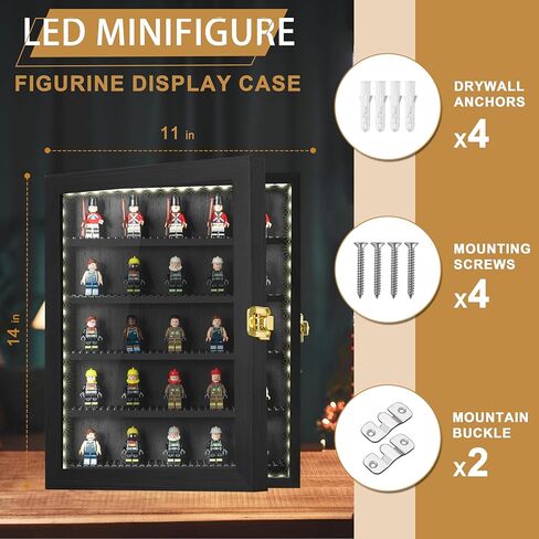حافظة عرض مصغرة مع مصابيح LED مقاس 11×14 بوصة، صندوق ظلال مكعبات بناء مع زجاج أكريليك عالي الدقة، 5 لوحات قابلة للإزالة لجمع الهدايا التذكارية الرائعة من Minifigure in Kuwait