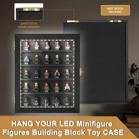حافظة عرض مصغرة مع مصابيح LED مقاس 11×14 بوصة، صندوق ظلال مكعبات بناء مع زجاج أكريليك عالي الدقة، 5 لوحات قابلة للإزالة لجمع الهدايا التذكارية الرائعة من Minifigure in Kuwait