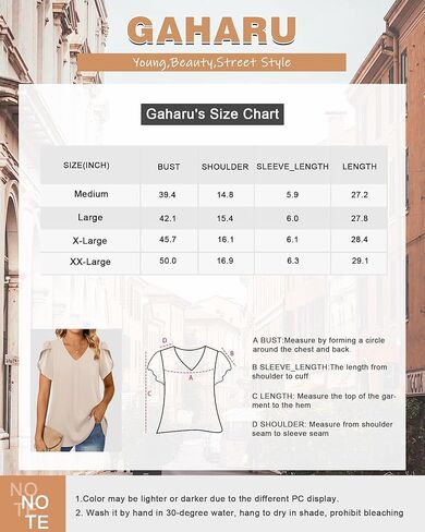Gaharu Women's Dressy Blouses Casual V Neck Chiffon Shirts Short Sleeve Tunic Tops in Saudi Arabia