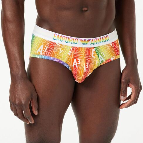 Emporio Armani Men's Stretch Cotton Rainbow Logo 2-Pack Brief in Saudi Arabia