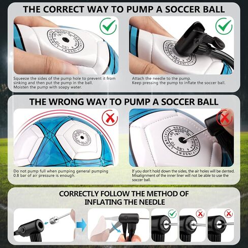 كرة قدم مقاس 5 مع مضخة هواء واحدة و4 إبرة مضخة و4 حقيبة شبكية - كرة قدم بالحجم والوزن الرسميين، نسيج محكم من البولي يوريثان سميك مناسب لممارسة التدريب على ألعاب دوري الشباب والكبار أو هدية (4 قطع) in Kuwait