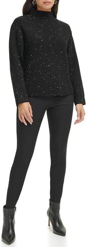 Calvin Klein Women's Sequin Mock Neck Long Sleeve Sweater in Kuwait