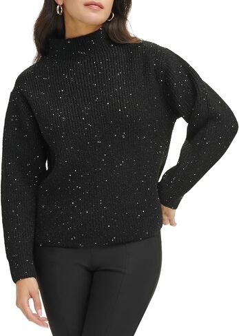 Calvin Klein Women's Sequin Mock Neck Long Sleeve Sweater in Kuwait